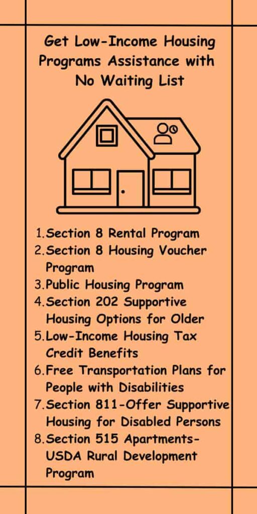 Get Low-Income Housing Programs Assistance with No Waiting List